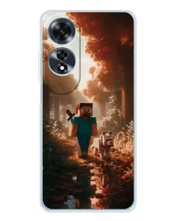 Чехол для OPPO A60 с картинкой «Стив в лесу»