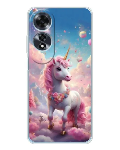 Чехол для OPPO A60 с картинкой «Единорог среди облаков»