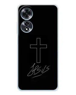 Чехол для OPPO A60 с картинкой «Графический крест Jesus» Чехол для OPPO A60 с картинкой «Графический крест Jesus»