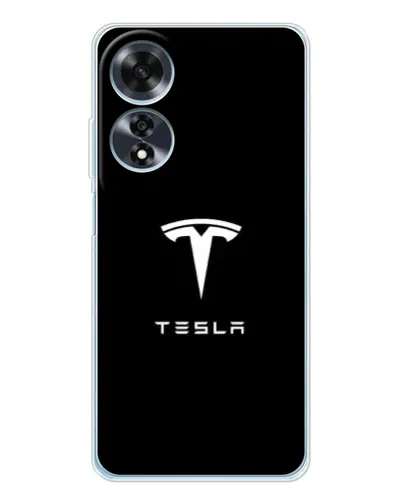 Чехол для OPPO A60 с картинкой «Tesla White Logo»