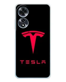 Чехол для OPPO A60 с картинкой «Tesla Red Logo»