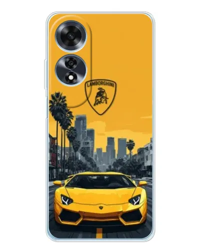 Чехол для OPPO A60 с картинкой «Желтый Lamborghini город»