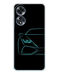 Чехол для OPPO A60 с картинкой «Голубой силуэт Lamborghini»