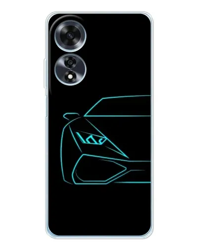 Чехол для OPPO A60 с картинкой «Голубой силуэт Lamborghini»