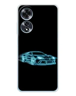 Чехол для OPPO A60 с картинкой «Неоновый контур Lamborghini»