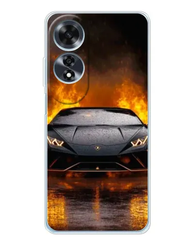 Чехол для OPPO A60 с картинкой «Lamborghini в огне»