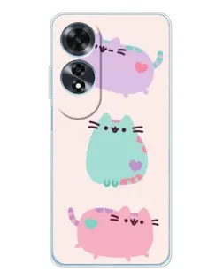 Чехол для OPPO A60 с картинкой «Pusheen трио»