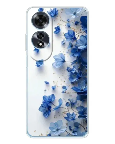 Чехол для OPPO A60 с картинкой «Голубой цветочный каскад»