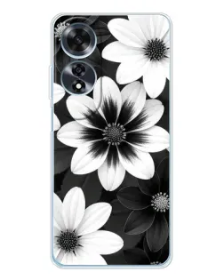 Чехол для OPPO A60 с картинкой «Монохромные астры»