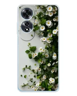 Чехол для OPPO A60 с картинкой «Ветка мелких белых цветов»