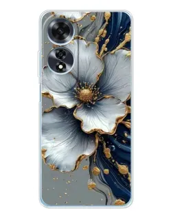 Чехол для OPPO A60 с картинкой «Белый цветок и золотой флюид»