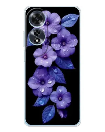 Чехол для OPPO A60 с картинкой «Фиолетовые цветы с росою»