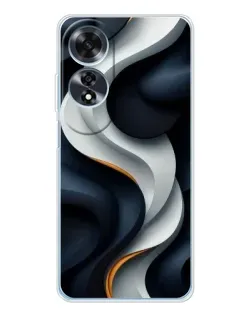 Чехол для OPPO A60 с картинкой «Объемные черно-белые ленты» Чехол для OPPO A60 с картинкой «Объемные черно-белые ленты»