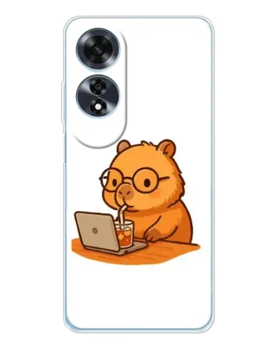 Чохол для OPPO A60 з картинкою «Капібара з ноутбуком»