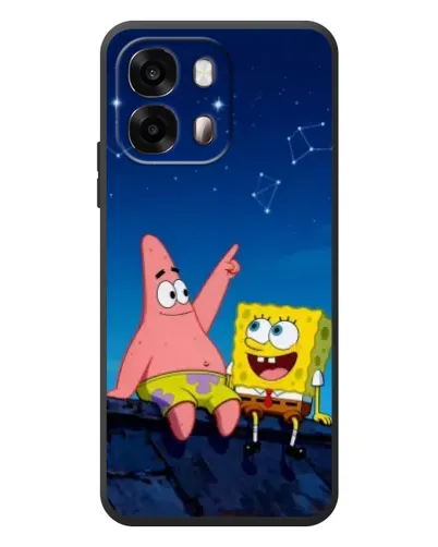 Чехол для OPPO A6s с картинкой «Губка Боб и Патрик ночью»