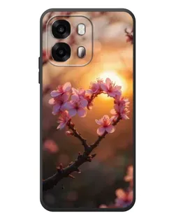 Чехол для OPPO A6s с картинкой «Розовый цвет сердце на фоне заката»