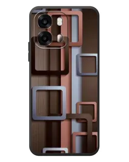 Чехол для OPPO A6s с картинкой «Коричневые объемные квадраты»