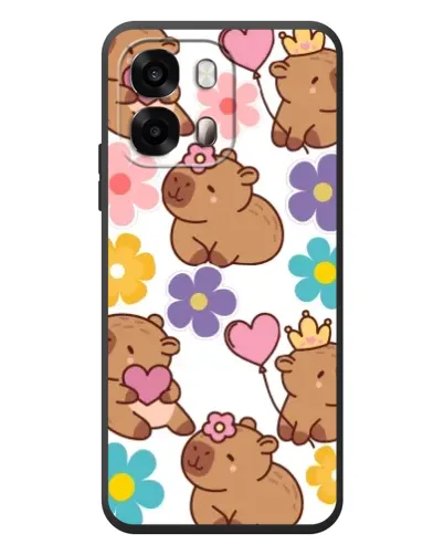 Чехол для OPPO A6s с картинкой «Цветочный паттерн капибар»