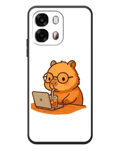 Чехол для OPPO A6s с картинкой «Капибара с ноутбуком»