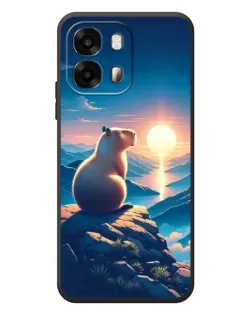 Чехол для OPPO A6s с картинкой «Закат солнца с капибарой»