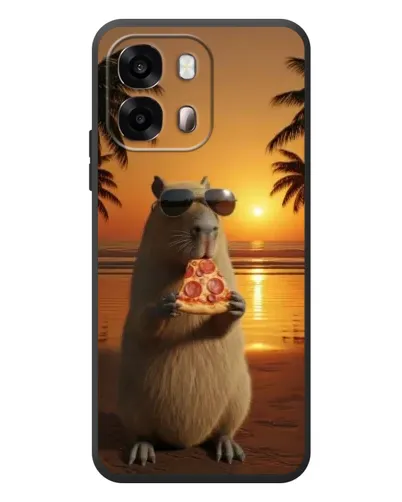 Чехол для OPPO A6s с картинкой «Капибара с пиццей»