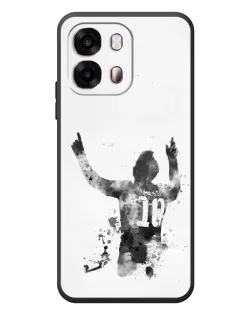 Чехол для OPPO A6s с картинкой «Черно-белый силуэт Месси»