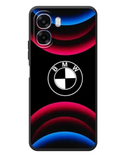 Чехол для OPPO A6x с картинкой «Логотип BMW и неоновые дуги»