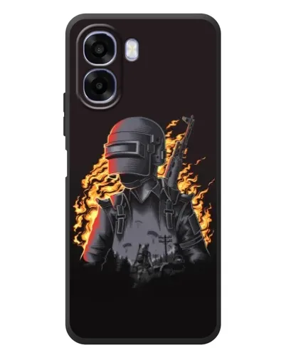 Чехол для OPPO A6x с картинкой «PUBG — огненный силуэт»