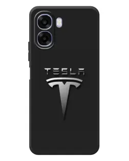 Чехол для OPPO A6x с картинкой «Стальной логотип Tesla»
