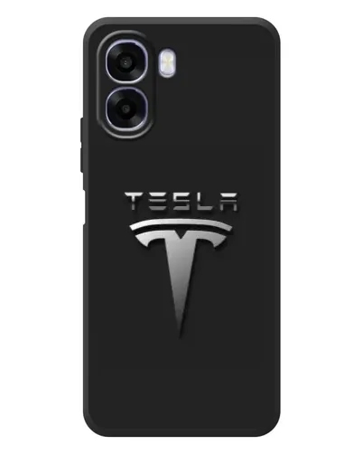 Чехол для OPPO A6x с картинкой «Стальной логотип Tesla»