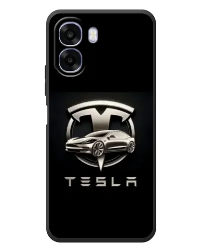Чехол для OPPO A6x с картинкой «Tesla — серебристое авто»