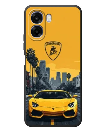 Чохол для OPPO A6x з картинкою «Жовтий Lamborghini місто»