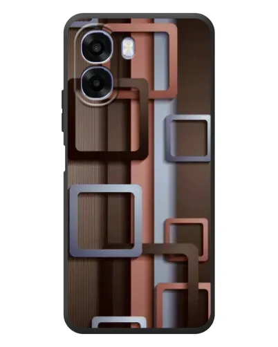 Чехол для OPPO A6x с картинкой «Коричневые объемные квадраты»