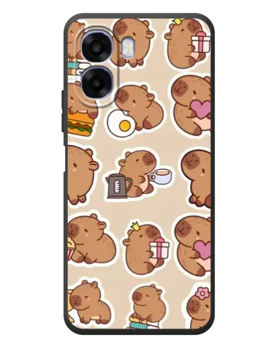 Чехол для OPPO A6x с картинкой «Капибары паттерн»