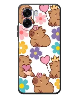 Чехол для OPPO A6x с картинкой «Цветочный паттерн капибар»