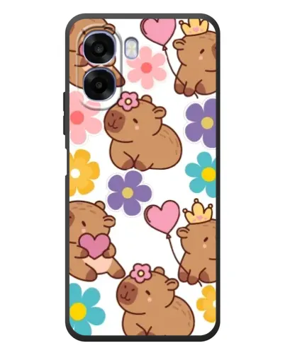 Чехол для OPPO A6x с картинкой «Цветочный паттерн капибар»