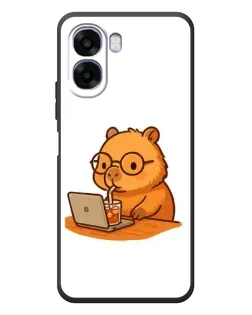 Чехол для OPPO A6x с картинкой «Капибара с ноутбуком»