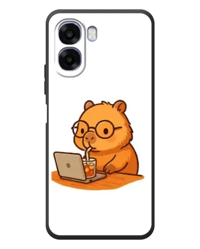 Чехол для OPPO A6x с картинкой «Капибара с ноутбуком»
