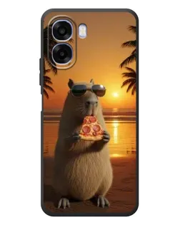Чехол для OPPO A6x с картинкой «Капибара с пиццей»