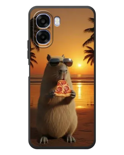 Чехол для OPPO A6x с картинкой «Капибара с пиццей»