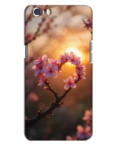 Чохол для OPPO A71 з картинкою «Рожевий цвіт  сердечко на тлі заходу»