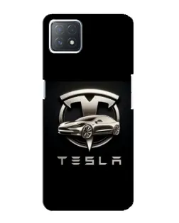 Чехол для OPPO A72 (5G) с картинкой «Tesla — серебристое авто»