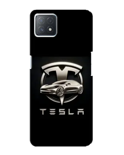 Чехол для OPPO A72 (5G) с картинкой «Tesla — серебристое авто»