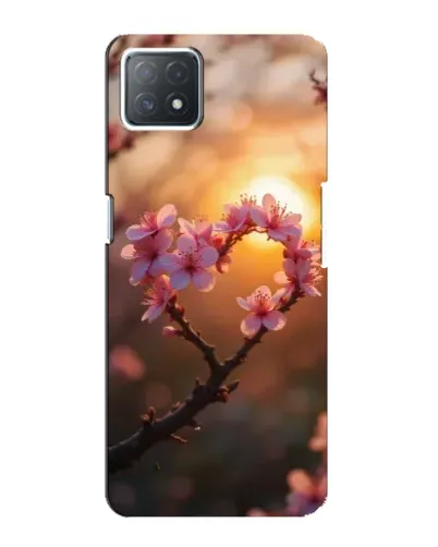 Чехол для OPPO A72 (5G) с картинкой «Розовый цвет сердце на фоне заката»