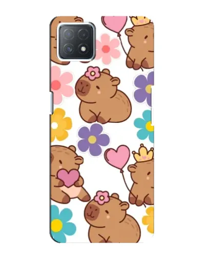 Чехол для OPPO A72 (5G) с картинкой «Цветочный паттерн капибар»