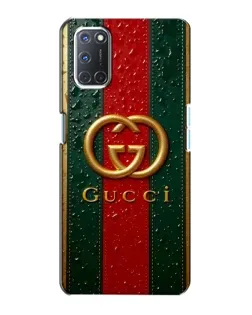 Чехол для OPPO A72 с картинкой «Gucci — фирменная полоса и золото»