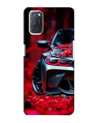 Чехол для OPPO A72 с картинкой «Спортивная BMW и цветы»