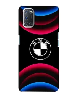 Чехол для OPPO A72 с картинкой «Логотип BMW и неоновые дуги»