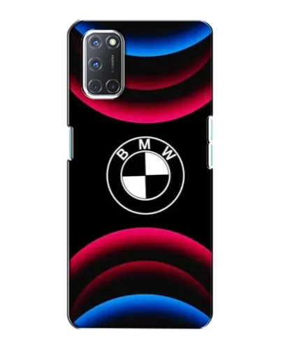Чехол для OPPO A72 с картинкой «Логотип BMW и неоновые дуги»