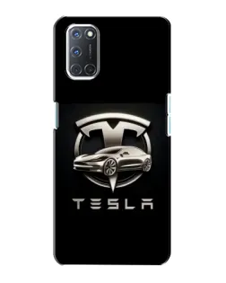 Чехол для OPPO A72 с картинкой «Tesla — серебристое авто»